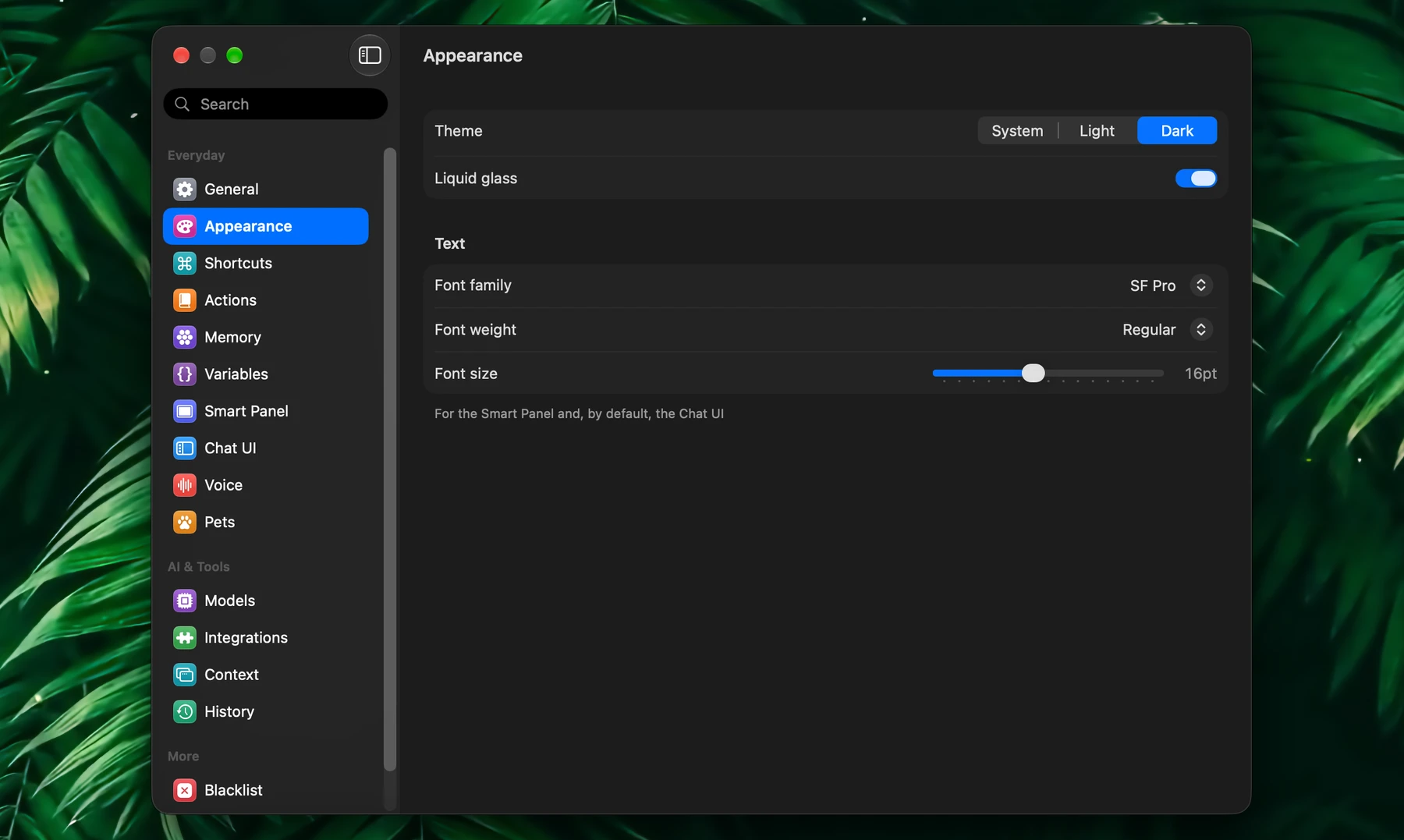 Fluent – Appearance Settings