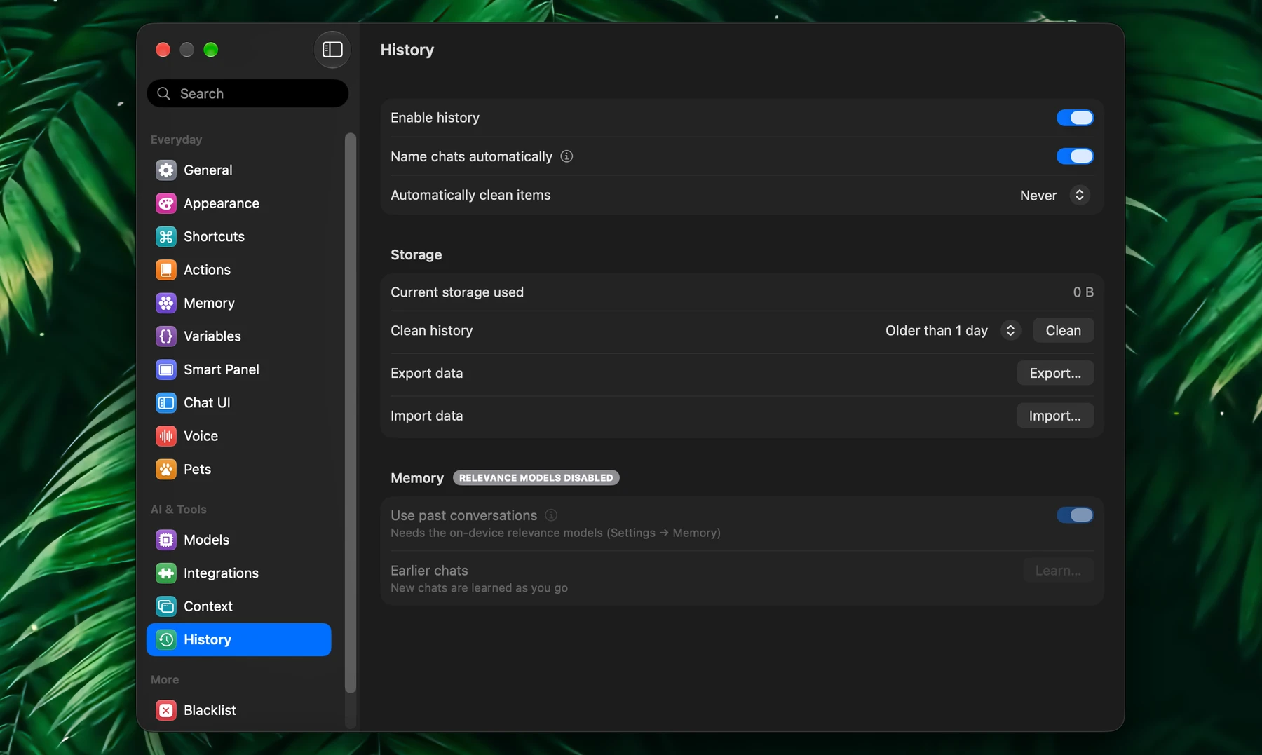 Fluent – History Settings