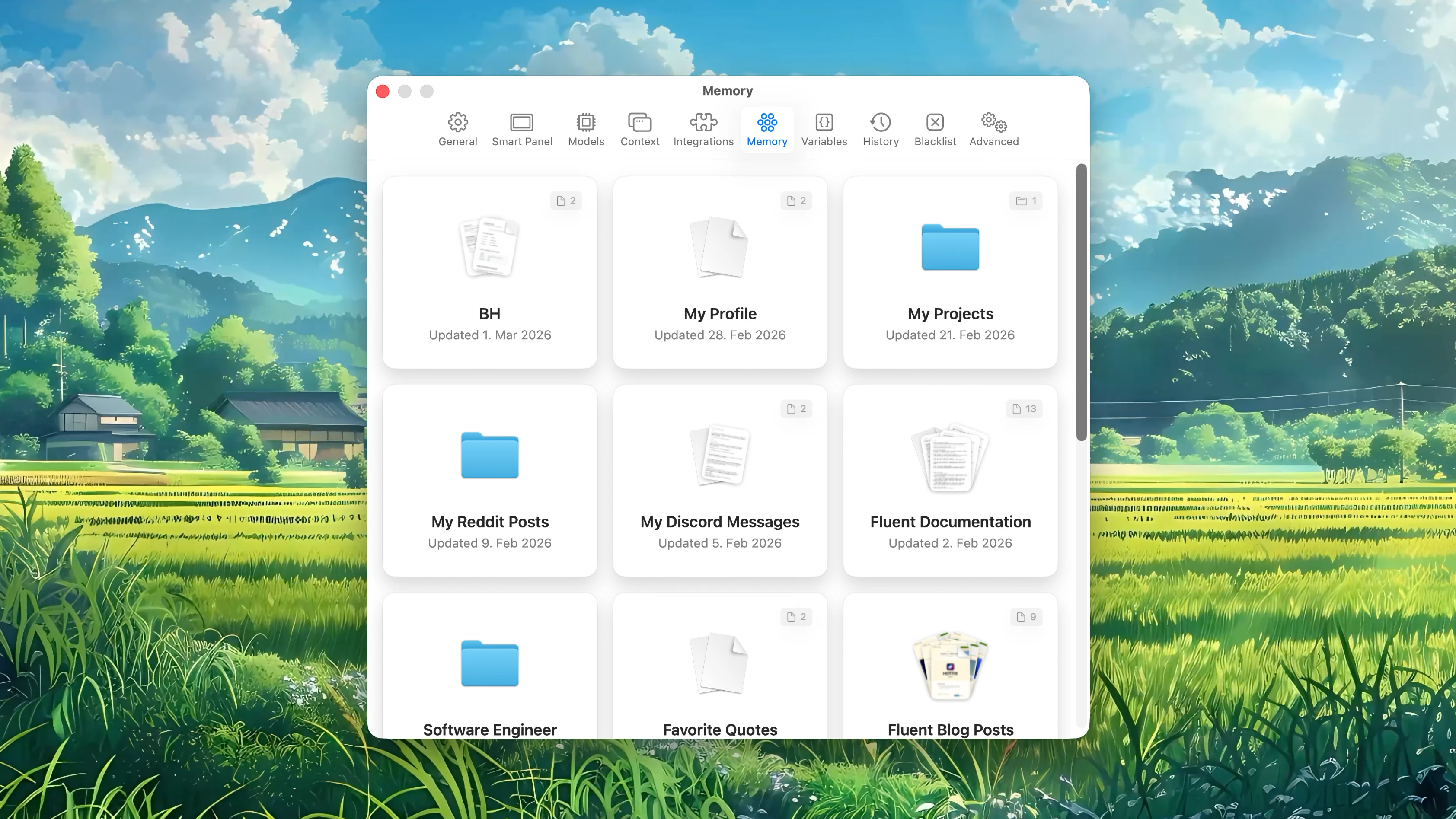Fluent – Memory Overview