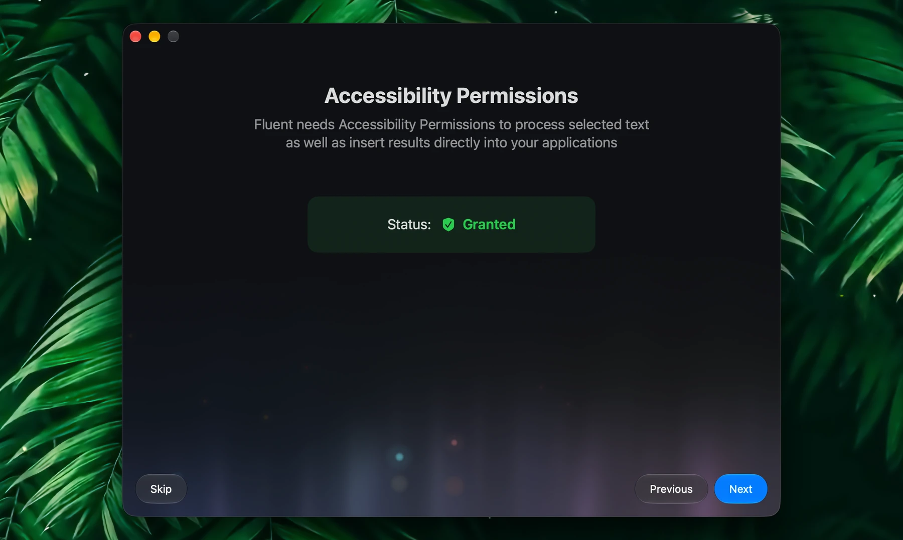 Fluent Onboarding – Accessibility Permissions