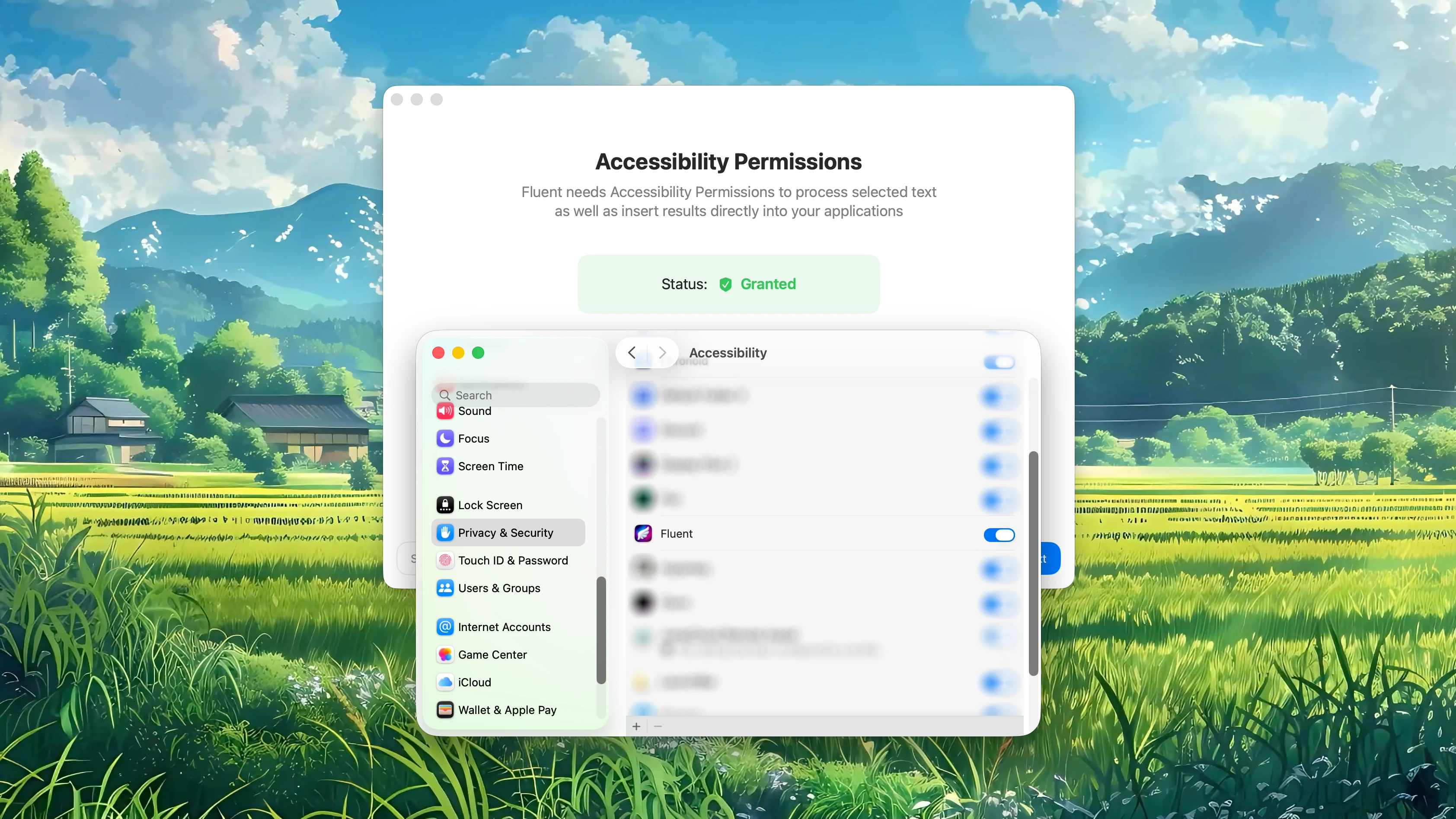 Fluent Onboarding – Accessibility Permissions