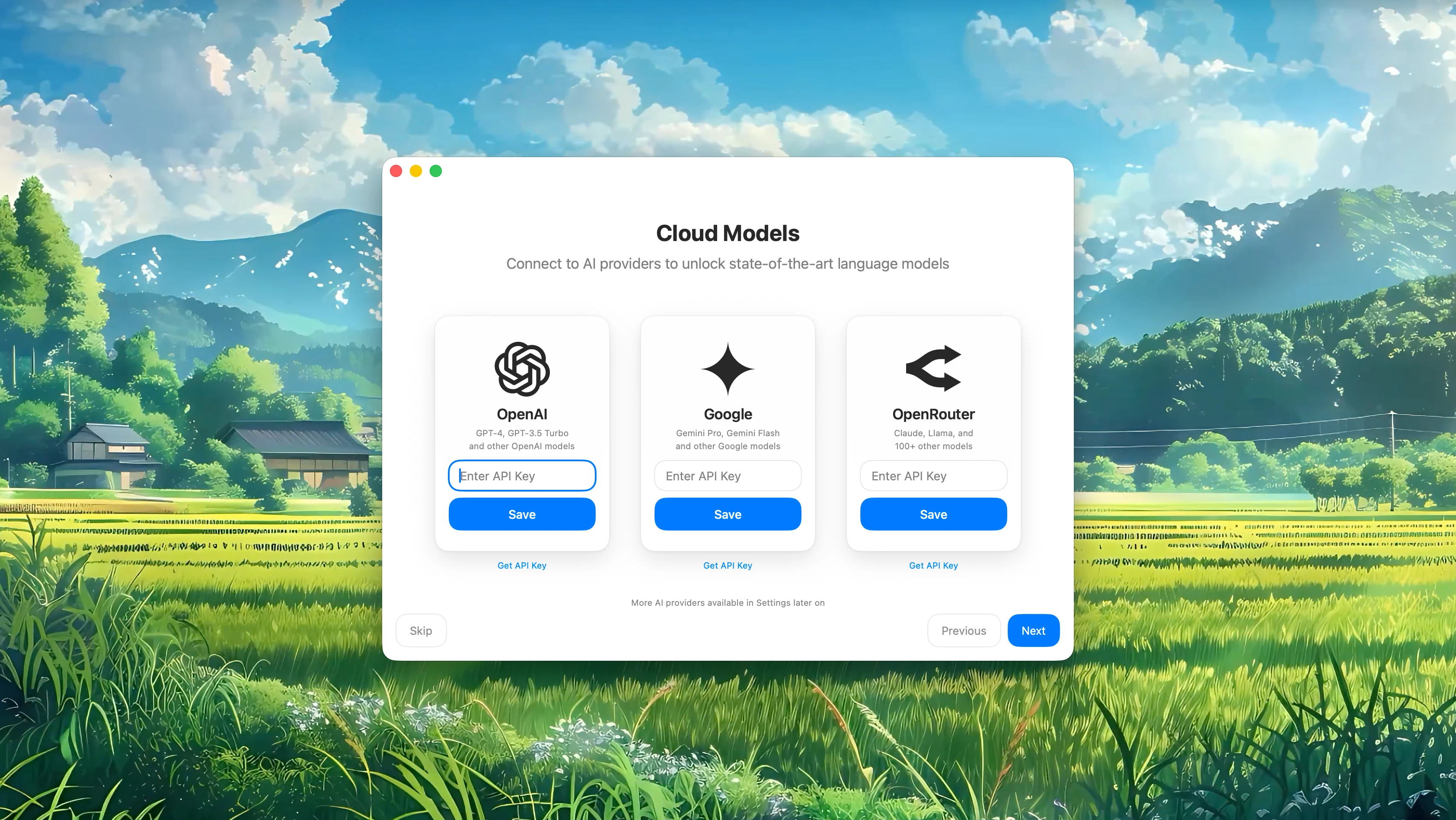 Fluent Onboarding – Setup Cloud Models