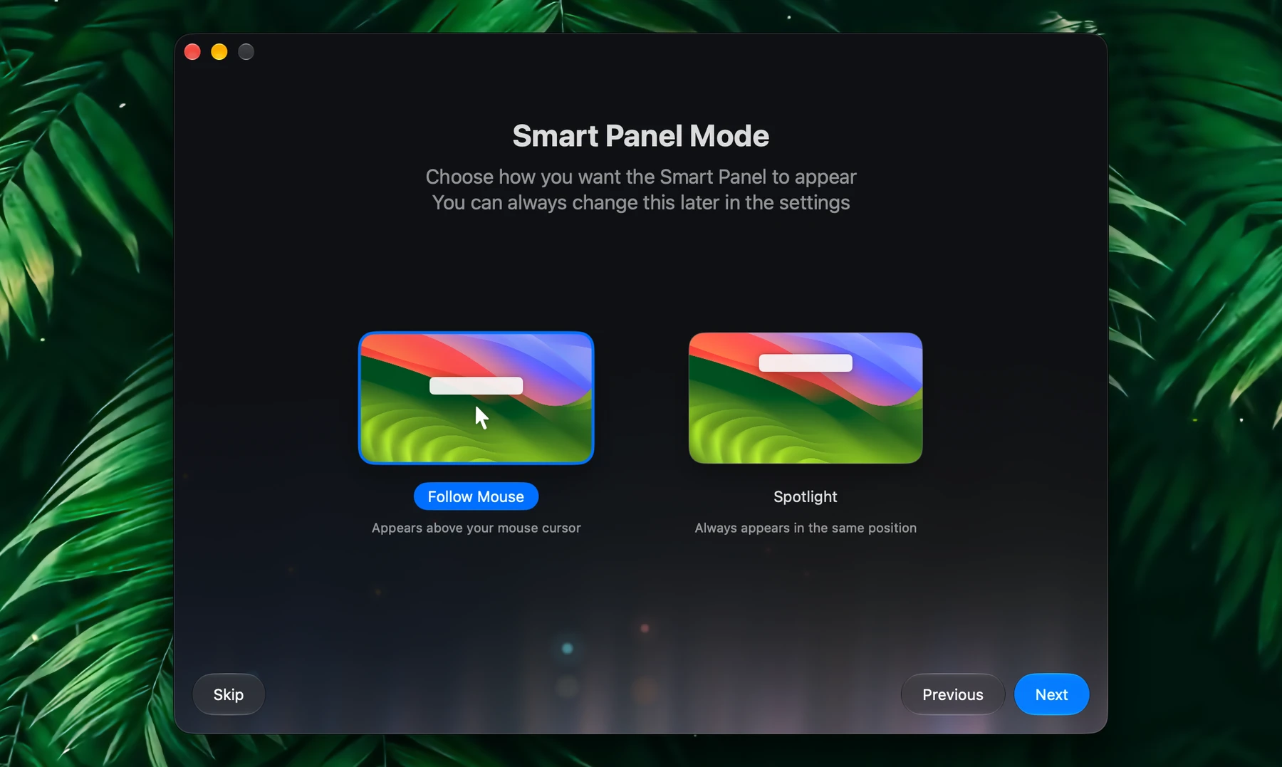 Fluent Onboarding – Smart Panel Mode