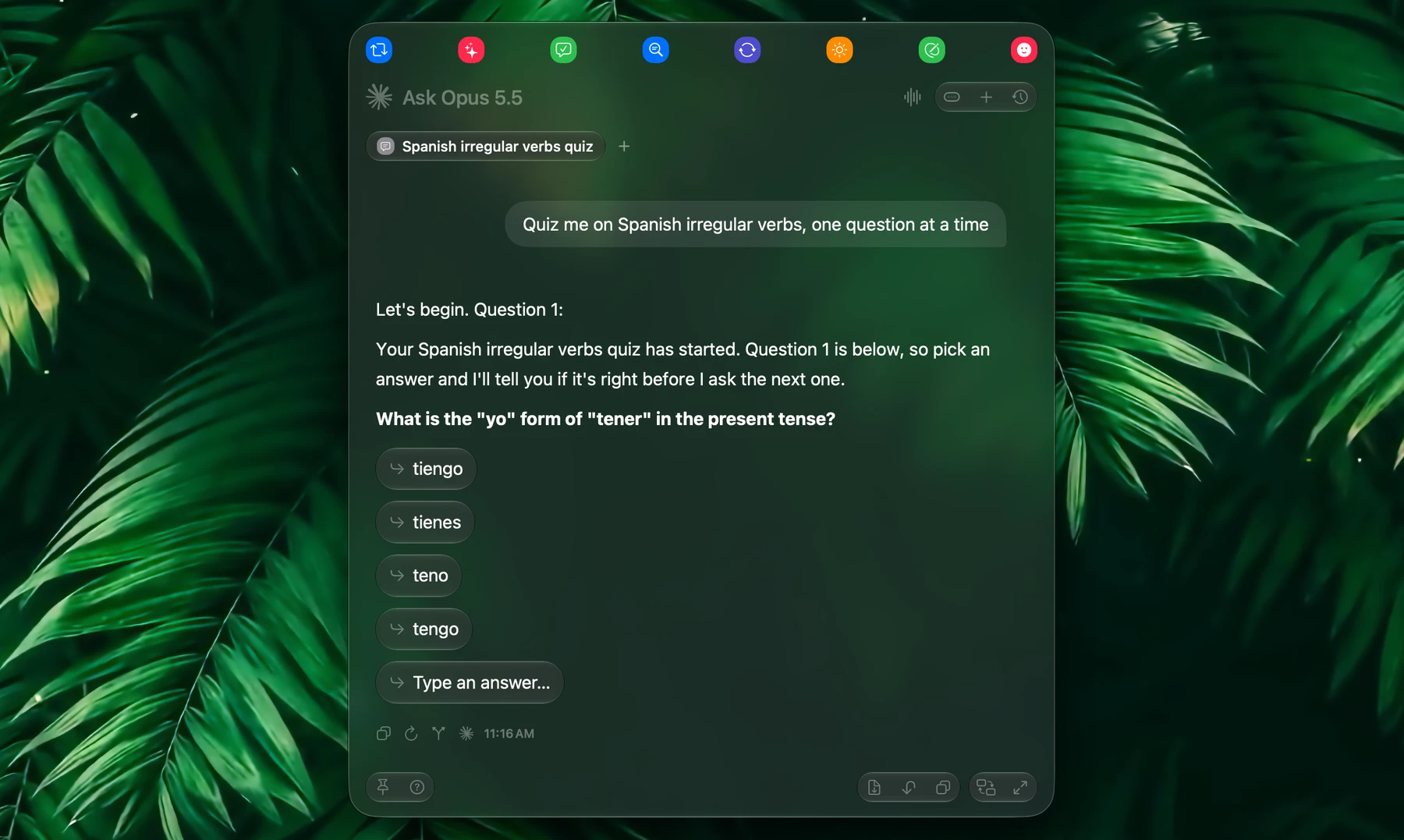 Fluent – A Question With Answer Buttons