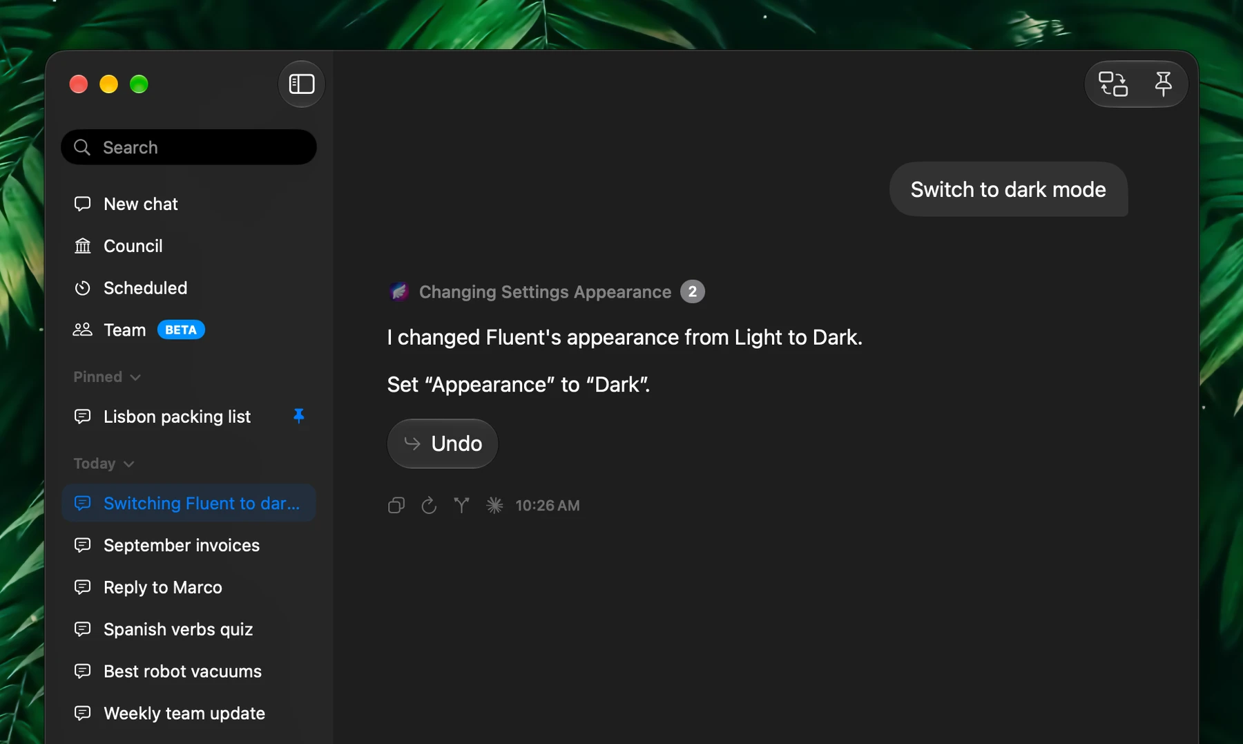 Fluent – Changing A Setting By Asking